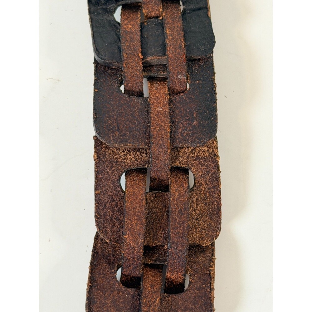 Linked Laced Leather Ladder Belt Western Rodeo Office Y2K Boho Hippie VTG Sz38 - Picture 5 of 8